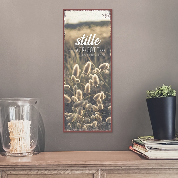 Metallschild lang - Stille vor Gott (Gras)
