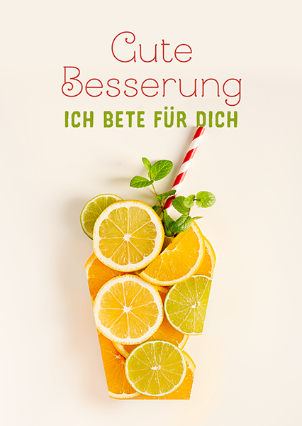 Postkarte - Gute Besserung - Ich bete für dich (Zitronendrink)
