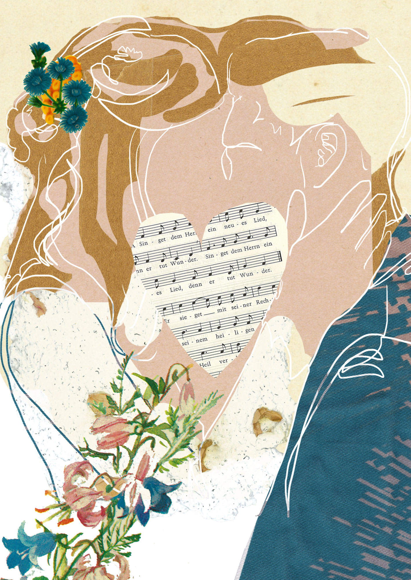 Faltkarte Naturpapier - Hochzeitspaar (Mit Gutem überschütten) – Hochzeit