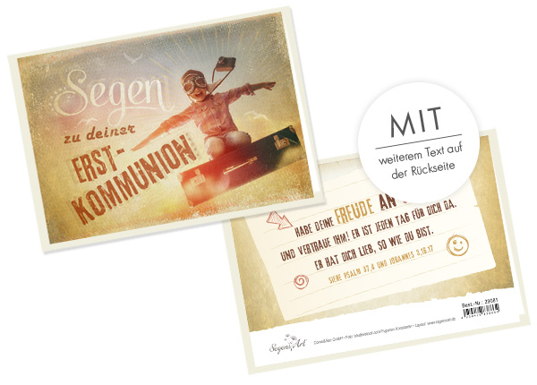 Faltkarte - Segen zu deiner Erstkommunion (Koffer)