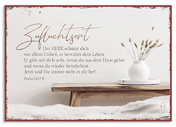 Metallschild klein - Zufluchtsort - Der Herr schützt dich